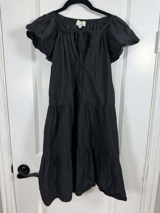 PINCH Dresses & Skirts - PINCH Black 100% Cotton Tiered Flutter Sleeve Midi Dress